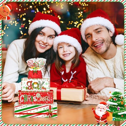 Britimes Tiered Tray Decor Set, 4 Pack, Wooden Table Sign, Candy Christmas