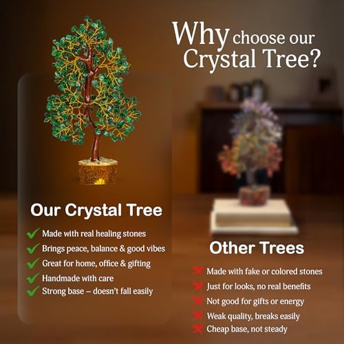 YATSKIA Green Aventurine Crystal Tree | Healing Stones Money Tree | Crystal Tree Decor | Unique Gifts for Women