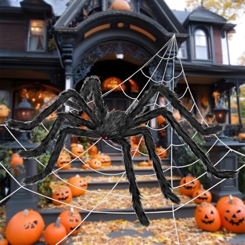 200" Halloween Spider Web with 59" Giant Spider, Halloween Decorations