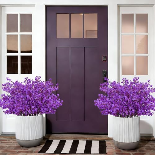 15 Pcs Fake Flowers, Real Touch Babys Breath Artificial Flowers, Purple
