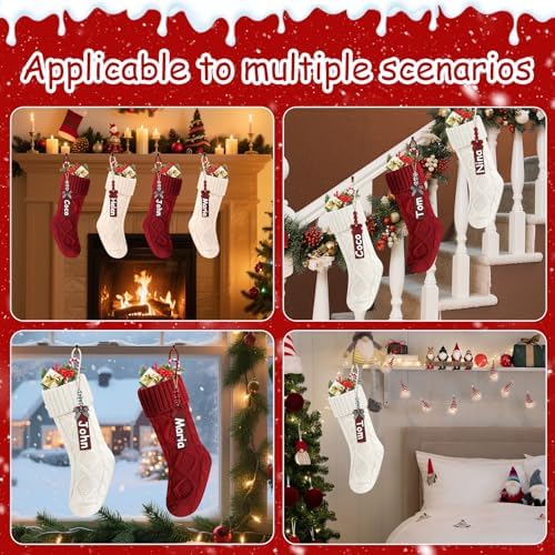Christmas Stockings 18 Inches,Long Knitted Stocking with Name Tags