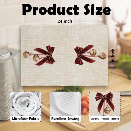 Vintage Rustic Christmas Kitchen Dish Towels 16x24, Set of 2