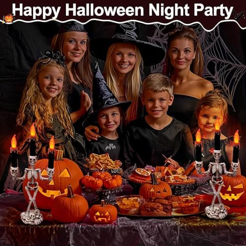2 Pack Halloween Candelabra LED Flameless Candles Holder Battery Operated