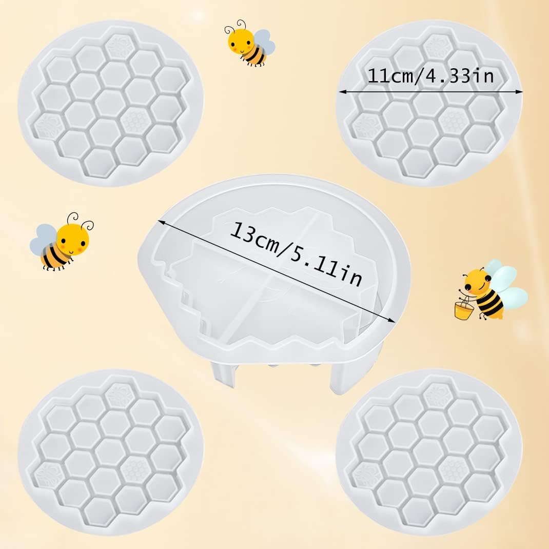 5-Piece Honeycomb Coaster UV Resin Molds / Honeycomb Coaster Mold