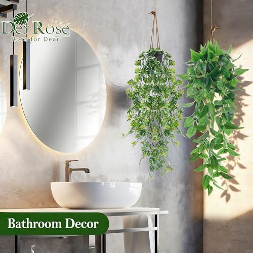 Der Rose 8Pcs Artificial Hanging Plants for Fuller Layered Wall Shelf Decor