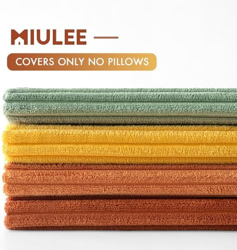 MIULEE Fall Decorative Throw Pillow Covers Yellow Rust Green 16x16