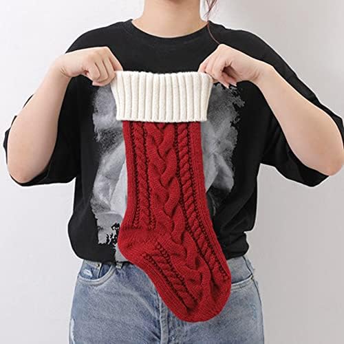 Nanou 18” Knitted Christmas Stockings, 1 Pack, Green Body & Ivory Cuff