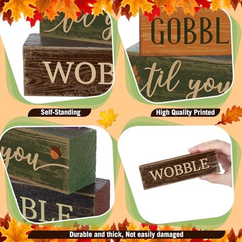Lineshading 4 Pcs Fall Table Decor Thanksgiving Turkey Wooden Block Signs