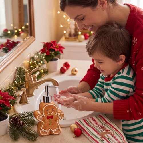 Potchen Christmas Gingerbread Man Dispenser Ceramics Soap Bathroom Decor