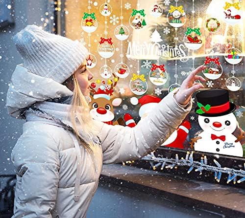 MISS FANTASY Christmas Window Clings Decorations 10 Sheets Large Merry Snowflake Window Stickers Decals for Glass Double Sided Christmas Decorations for Home Office School Classroom