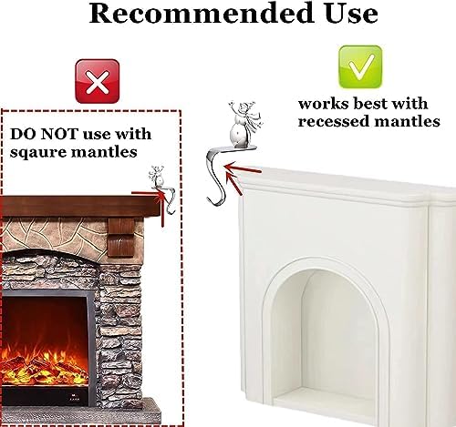 Fonder Mols Christmas Stocking Holders for Mantle, Xmas Fireplace Hanger Hooks Metal Grips Clips (Gold)