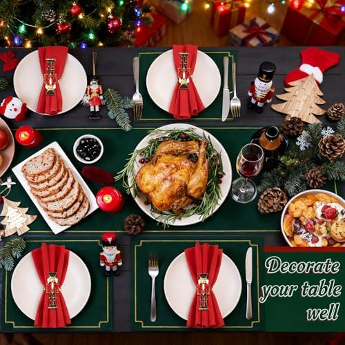 Christmas Nutcracker Napkin Ring Set of 6 for Holiday Dinner Decor
