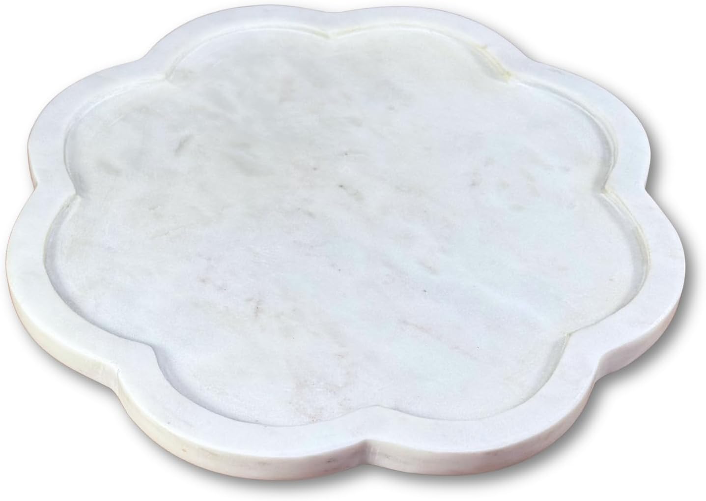 Marble Scalloped Tray / Traditional-02 / White / 10 x 10 x 0.6