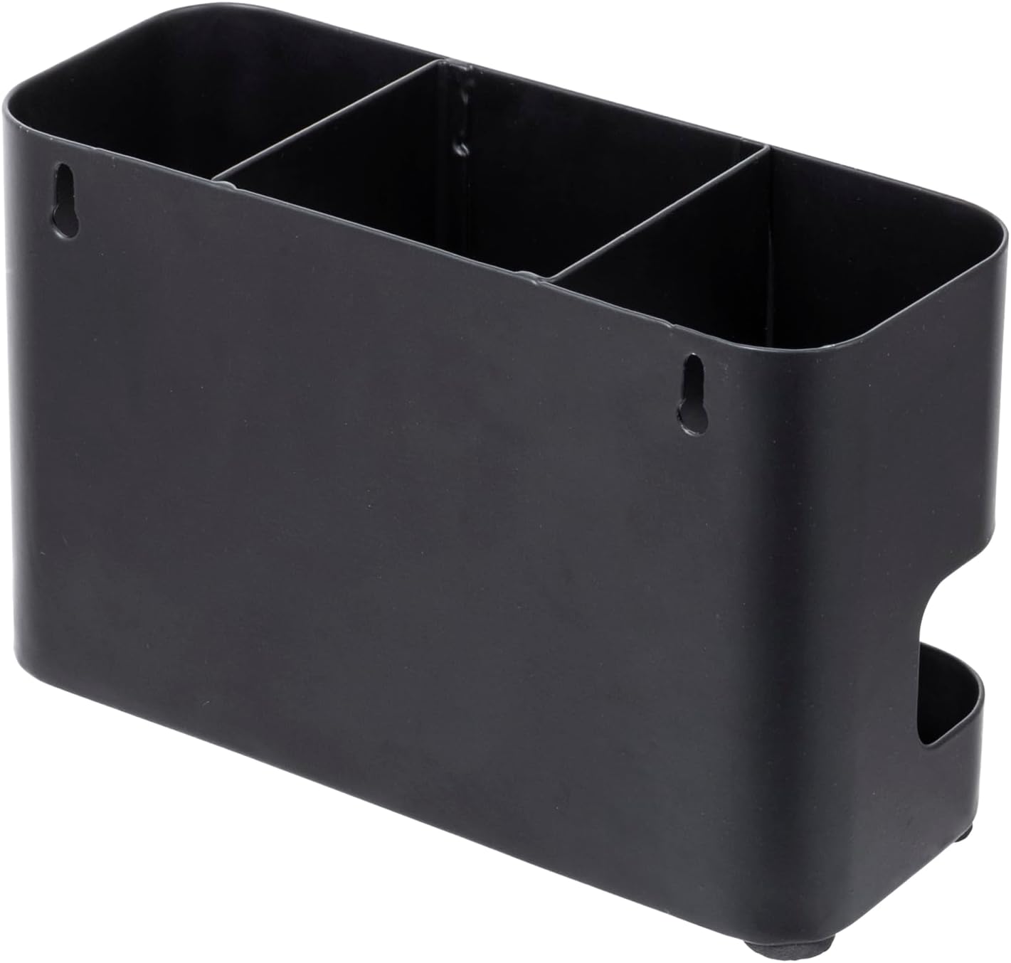 MyGift Wall Mount Salon Hair Tool Organizer with 3 Slots, Black Metal | Wall-mounted black metal storage features 3