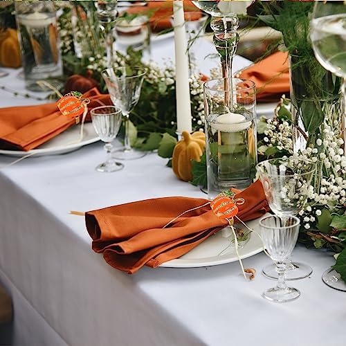 Whaline 6 Pcs Fall Pumpkin Napkin Rings Autumn Thanksgiving Napkin Holders Metal Napkins Buckle with Rhinestone for Family Gathering Wedding Party Dinner Table Setting Decor