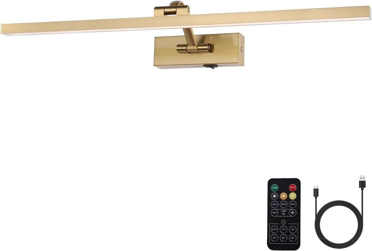 Wireless Picture Lights for Wall Battery Operated, Brass Art Lighting for Paintings Rechargeable Gallery lights with