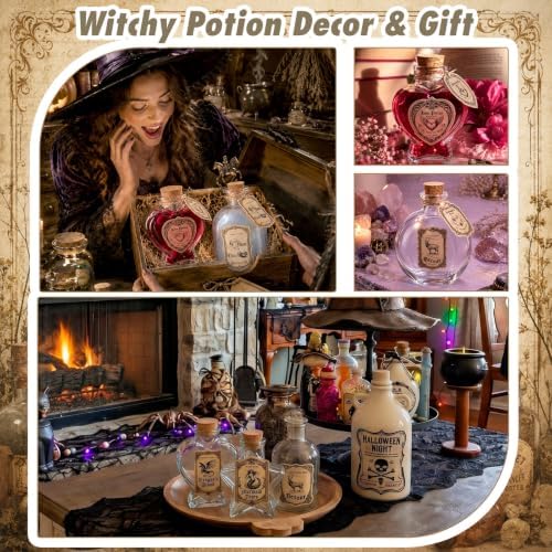 Patelai 8 Sets/32 Pcs Halloween Potion Bottles with Cork Apothecary Bottles