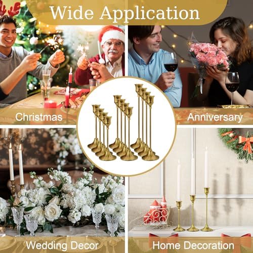 NLBTW 54 Pcs Brass Gold Candle Holder Bulks for Wedding Party Decor