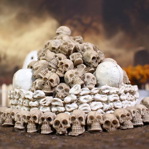 40pcs Mini Skulls Figurine Skeleton Head Miniatures,Tiny Resin Skulls for Crafts Halloween Party Decor, Dollhouse Accessories,Vase Fillers, Cake Topper Plants Outdoor Decoration