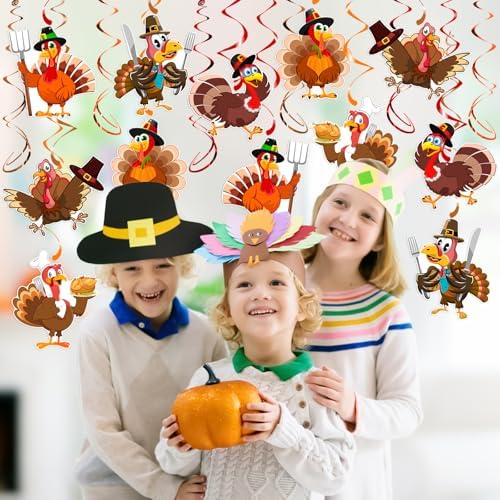 Thanksgiving Turkey Hanging Swirls, 30 Pcs