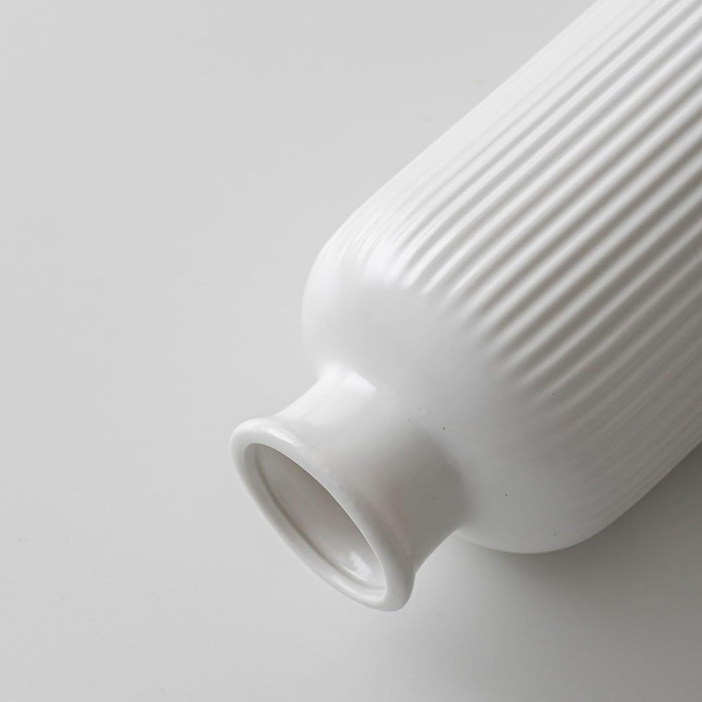Modern Textured Decorative Vase / Matte Glaze White / 10 Inch