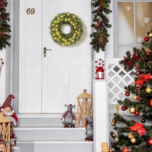 Norfolk Pine Christmas Wreath for Front Door Decoration, 26 in