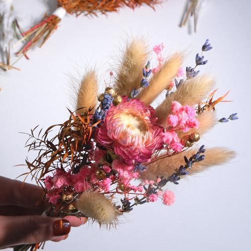 10 Kinds Natural Dried Flower Set, Bulk Dried Flowers for Vase,Mini Dried Flower Bouquets,Dried Flowers with Stems for DIY Crafts, Vase Decor,Home/Wedding/Birthday Decor(7.9-9.84in Flexible Stems)