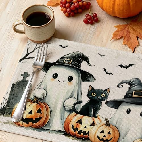 Place Mats Set of 4 12x18 inch (Ghost, 12"x18")