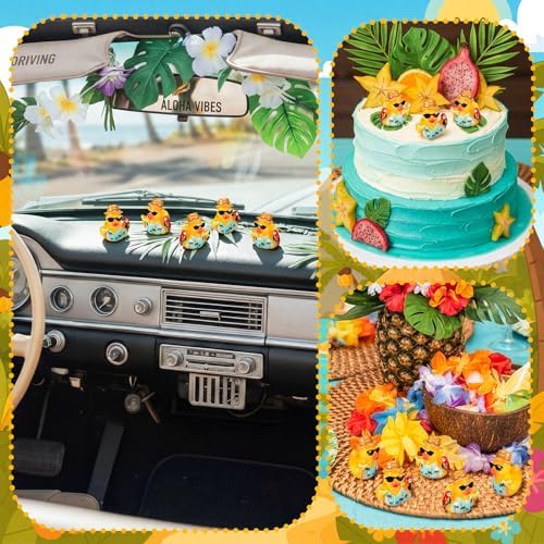 RoundFunny 50pcs Tropical Mini Duck Summer Party Favor Resin Miniature Duck