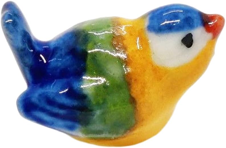 Tiny ⅝ Multicolor Sitting Eurasian Tit Bird Figurine / Tit 06 Mt Sit / Blue