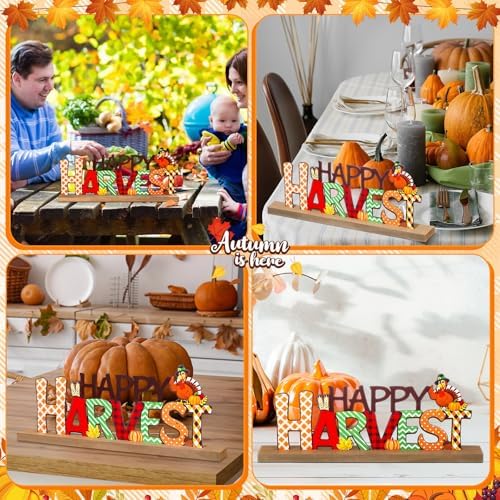 Realspring Happy Harvest Decorations for Home, Fall Metal Table Sign