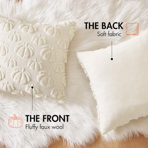 MIULEE Fall Decor Pillow Covers 18x18 Set of 2 Pumpkin Cream White