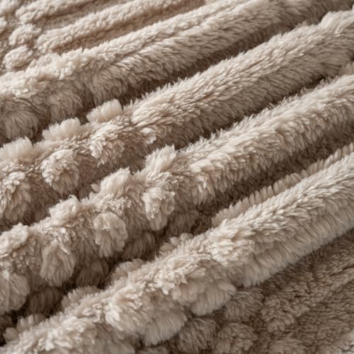 90x90 Inch Brown Queen Large Blanket - Soft & Fluffy Fleece, Neutral Tan Color, Cute & Aesthetic, Perfect for Sofa