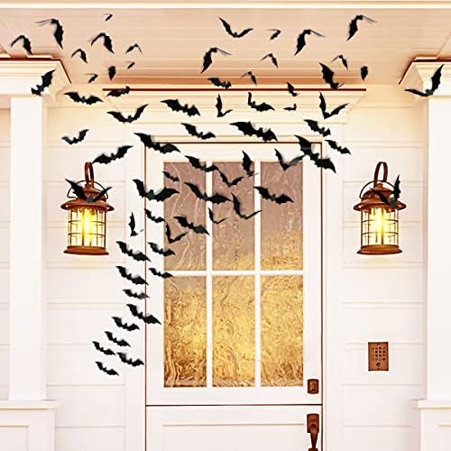 TDHDIKE Halloween Bats Decorations Wall Decor 140pcs Black PVC Bat Stickers