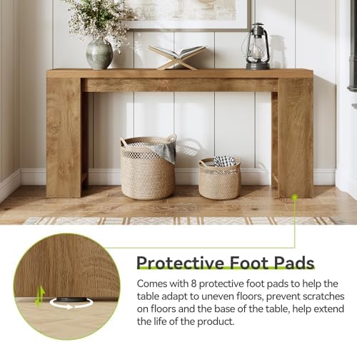 LITTLE TREE 70.9-Inch Long Console Table, Narrow Sofa Table Behind the Couch, Farmhouse Console Table for Living Room