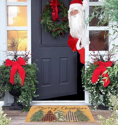 Winter-Chirstmat Welcome-Pine-Trees-Doormat for Outdoor - Xmas-Home-Decor