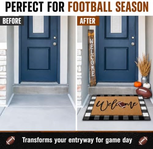 Tinideya 2 Pcs Welcome Football Layered Doormat Set