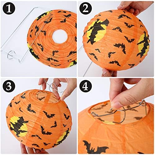 Mudder 12 Pcs Halloween Pumpkin Paper Lanterns 8 Inch Hanging Decor