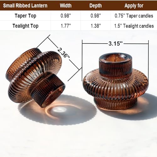 VOHO 12pcs Brownish Amber Taper Candle Holders for Fall Thanksgiving Decor