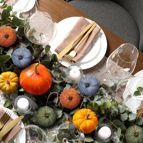 Knitgrip 12 Pcs Fall Pumpkin Hanging Ornaments Mini Tree Decor, Earth Tone