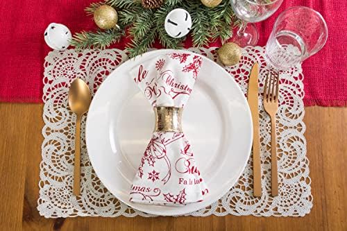 DII Vintage Christmas Kitchen Textile Collection, Napkin Set, 20x20, Joyeux Noel, 6 Piece