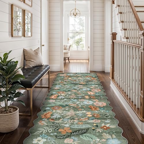 Washable 2x8 Hallway Runner Rug: Water-Resistant Kitchen Rug Soft Bedroom Carpet Non-Slip Indoor Hardwood Floor Mat for