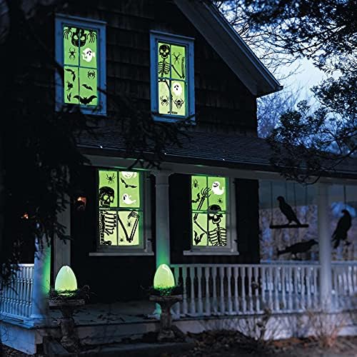 Halloween Window Clings Scary Halloween Window Decorations 3D Skeleton Windows Cling Indoor Hallowe'en Windows Stickers Skeleton Decals Windows Clings for Glass Scary