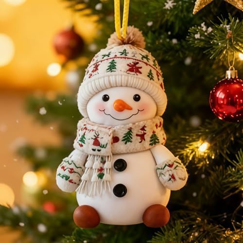 8 Pcs Christmas Snowman Ornaments 2D Acrylic Christmas Hanging Ornaments Decorations for Tree Cartoon White Snowman Wearing Hat Designs Xmas Hanging Pendant for Home Holiday Xmas Party Supplies