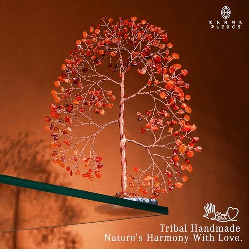 Crystal Tree of Life Birthday Gifts for Women, Men, Frineds, Handmade Carnelian Chakra Tree for Home, Room, Office