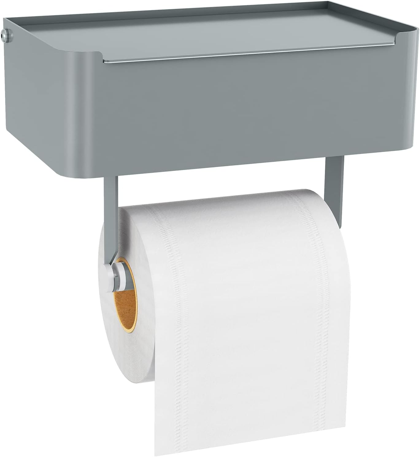 JUYSON Toilet Paper Holder, Toilet Paper Holder with Shelf, Grey | Wall Mount, SUS304 Stainless Steel, Flushable Wipes