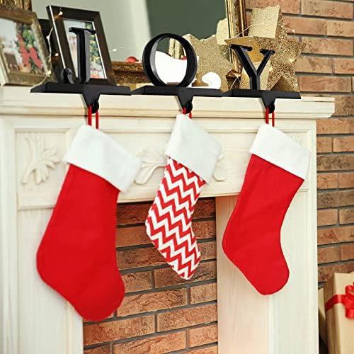 MCEAST Pack of 3 Christmas Stocking Holders Metal Mantel Stocking Clips Fireplace Stocking Hangers for Christmas Decoration, Black