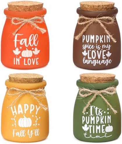 4 PCS Fall Tiered Tray Decor, Mini Mason Jars for Fall Table Decor