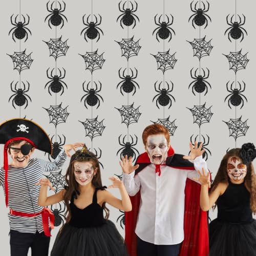 Xinnun 8 Pcs Halloween Party Decorations Spider Web Garlands Banners