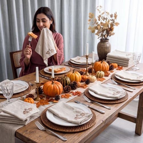 SmoothNovelty 6 Pcs 18x18 inch Fall Cloth Napkin Thanksgiving Linen Napkin